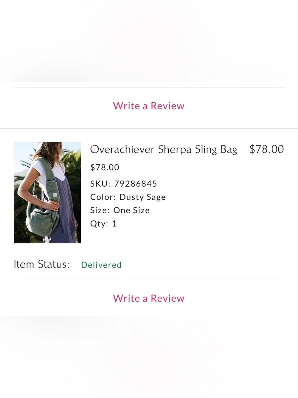 Free People Overachiever Sherpa Sling Bag in Dusty Sage